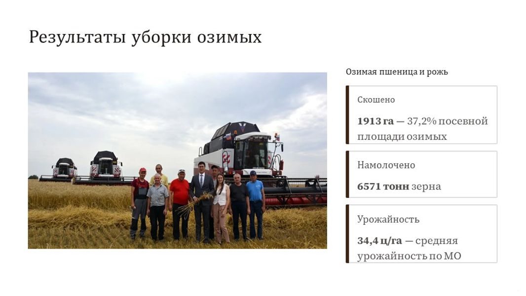 На полях округа продолжается уборка зерновых и заготовка кормов