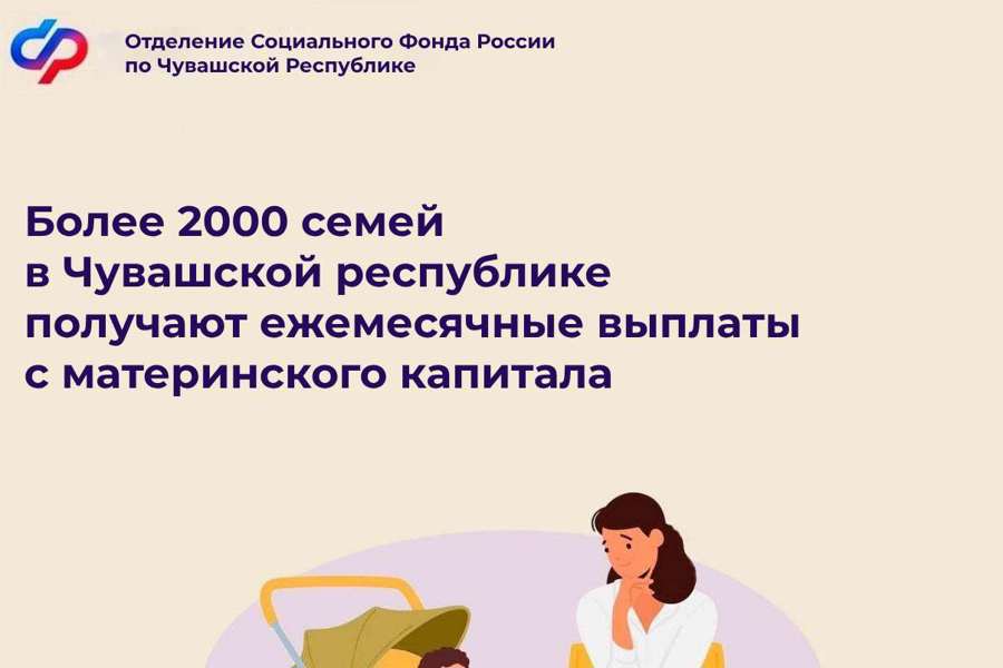Более 2 000 семей в Чувашской Республике получают ежемесячную выплату из средств материнского капитала