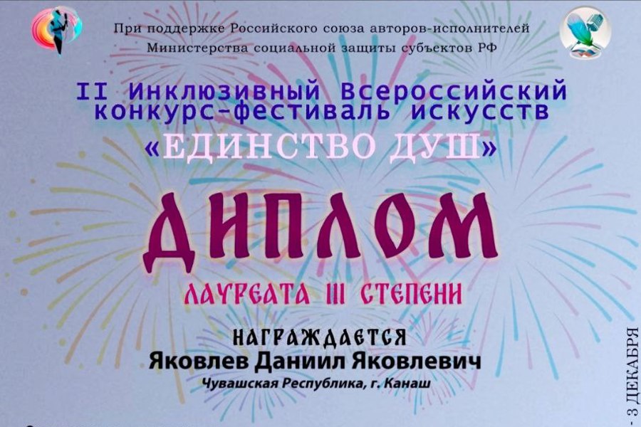Поздравляем Канашских детей. Итоги III ВСЕРОССИЙСКОГО БЛАГОТВОРИТЕЛЬНОГО КОНКУРСА-ФЕСТИВАЛЯ «ВОДЕВИЛЬ ТАЛАНТОВ»  г. Волгоград