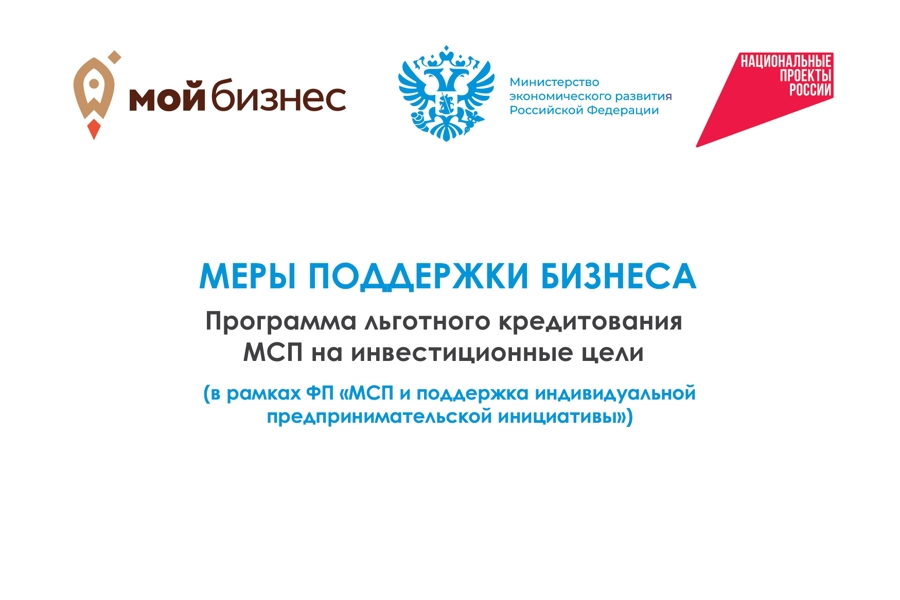 Меры поддержки бизнеса в рамках реализации национального проекта «Эффективная и конкурентная экономика». Программа льготного кредитования МСП на инвестиционные цели