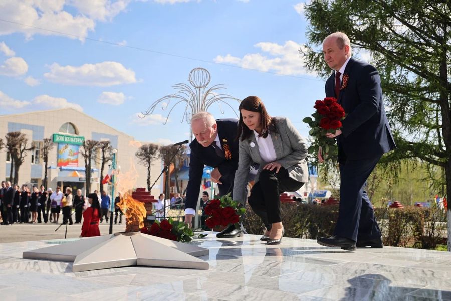 Вечный огонь зажегся на Мемориале в селе Яльчики