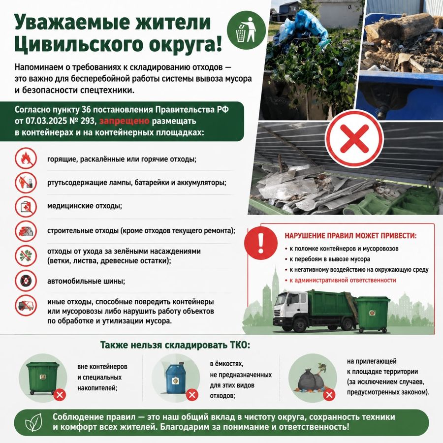 Напоминаем о требованиях к складированию отходов!