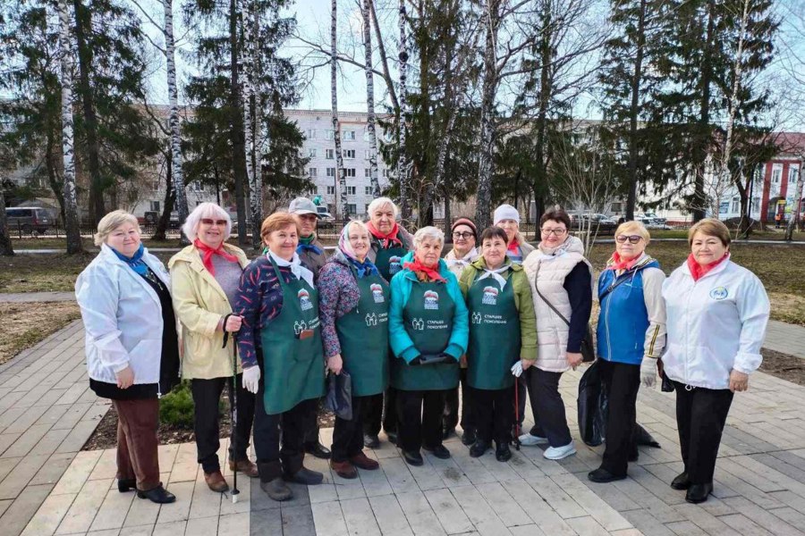 Шумерлинский «серебряный» десант на уборке городского парка.