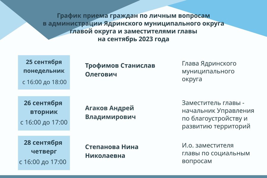 Уважаемые жители Ядринского муниципального округа! Приглашаем Вас на прием по личным вопросам в администрацию Ядринского муниципального округа