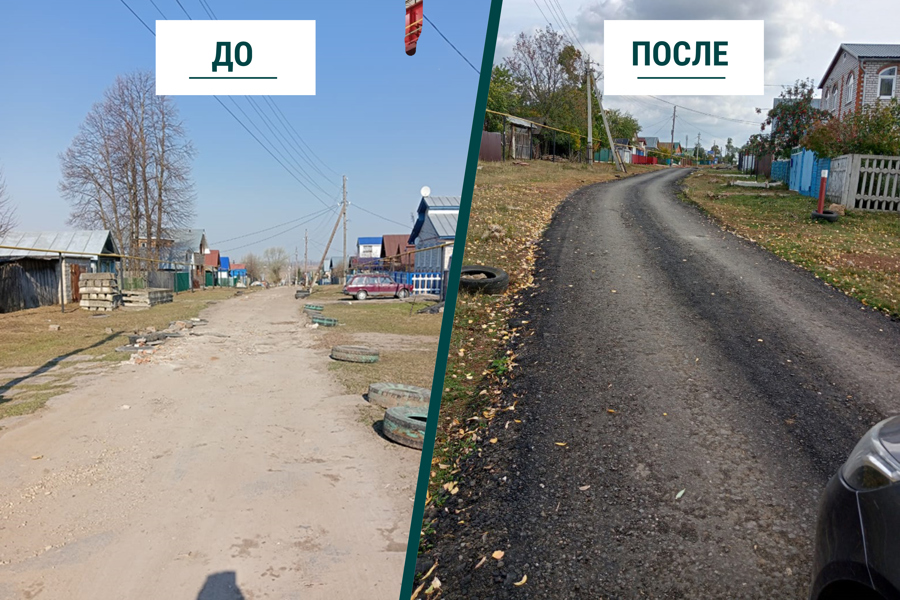 До/после: в деревне Липово Чебоксарского округа отремонтировали дорогу по инициативному проекту