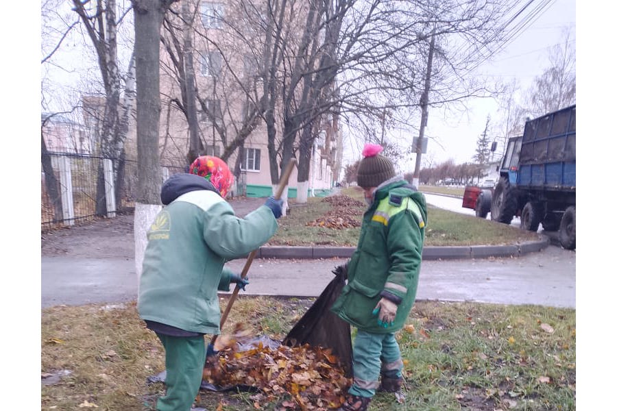 В Чебоксарах продолжаются уборка павшей листвы и укрытие цветников