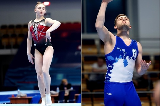 Елена Герасимова и Владислав Поляшов выступают на чемпионате России по спортивной гимнастике