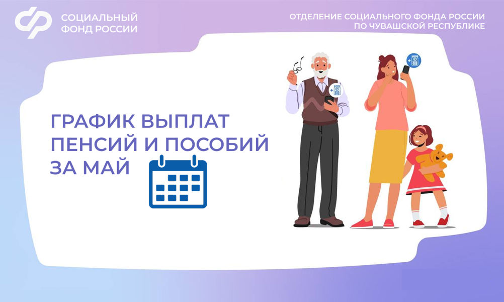 Пенсии и пособия за май Отделение СФР по Чувашии перечислит досрочно.