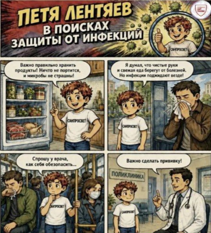 Роспотребнадзор представляет комикс «Петя Лентяев в поисках защиты от инфекций»