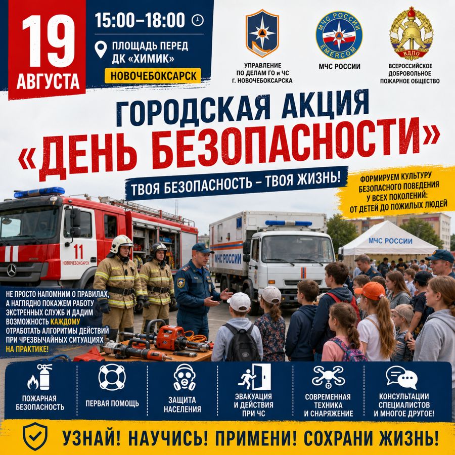 Городская акция «День безопасности» пройдет для новочебоксарцев возле ДК «Химик»