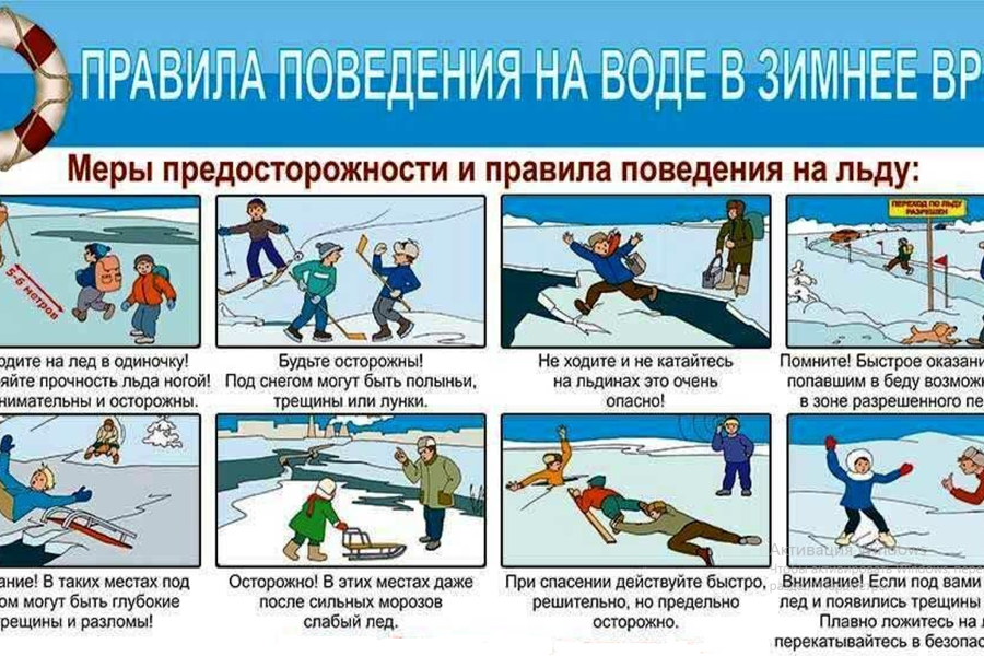 Правила поведения на водоемах зимой