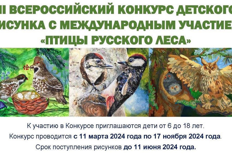 III Всероссийский конкурс детского рисунка «Птицы русского леса»: творчество на благо экологии