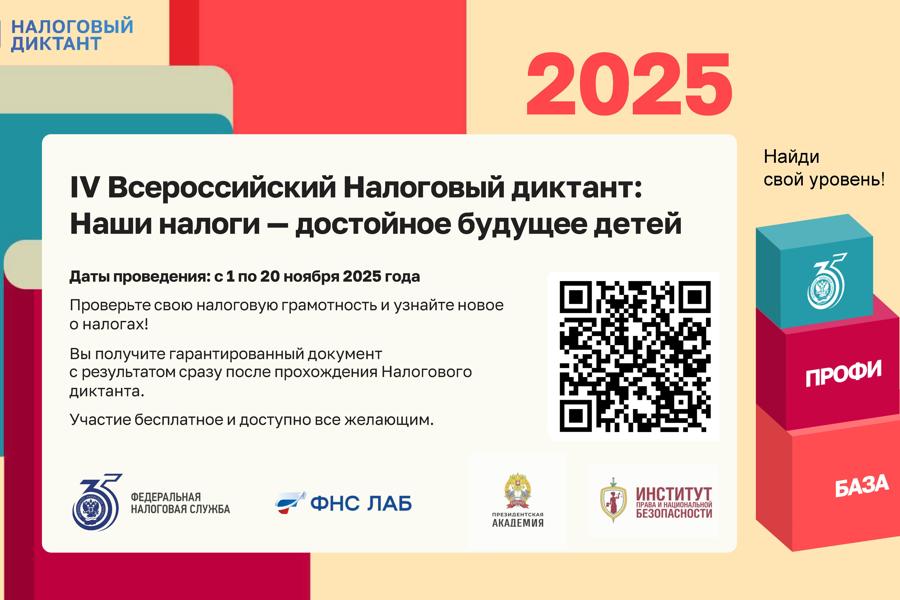 IV Всероссийский налоговый диктант стартует в ноябре: проверяй свои налоговые знания и выигрывай дипломы