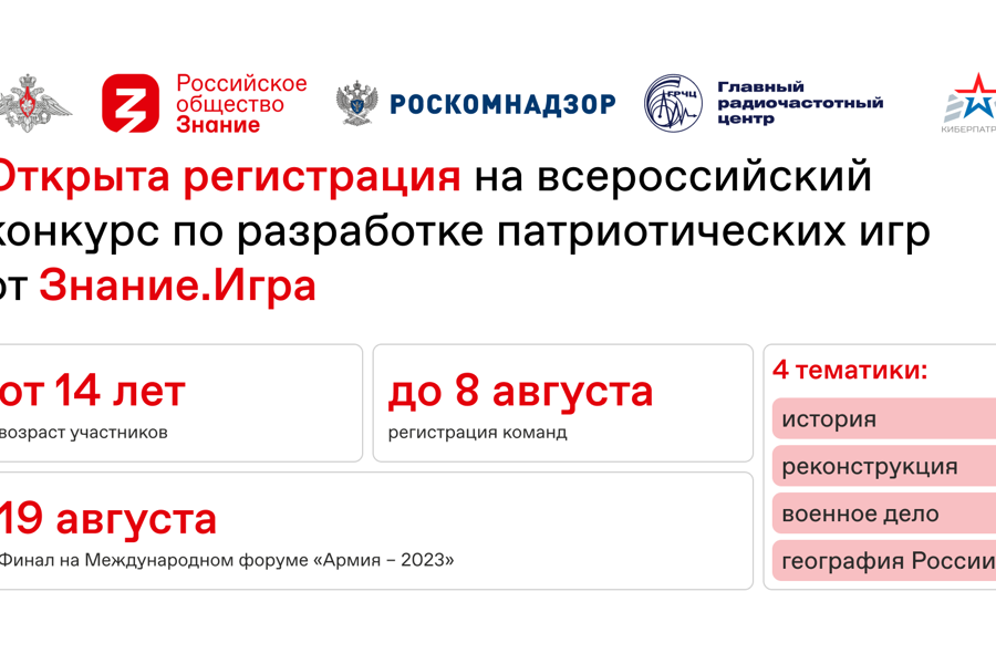 Открыта регистрация на всероссийский конкурс по разработке патриотических игр от Знание.Игра