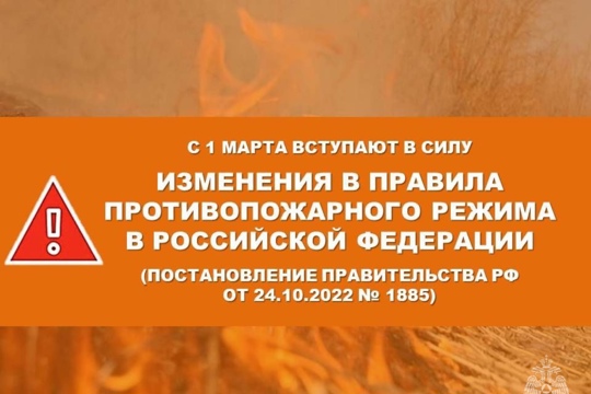 1 марта вступили в силу изменения в Правилах противопожарного режима