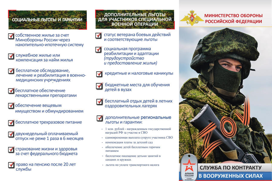 Министерство обороны Российской Федерации приглашает граждан на военную службу по контракту мужчин в возрасте от 18 до 60 лет