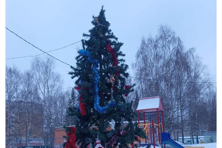Обратная связь: По просьбе жителей ул. Б.Хмельницкого установили новогоднюю пятиметровую ель